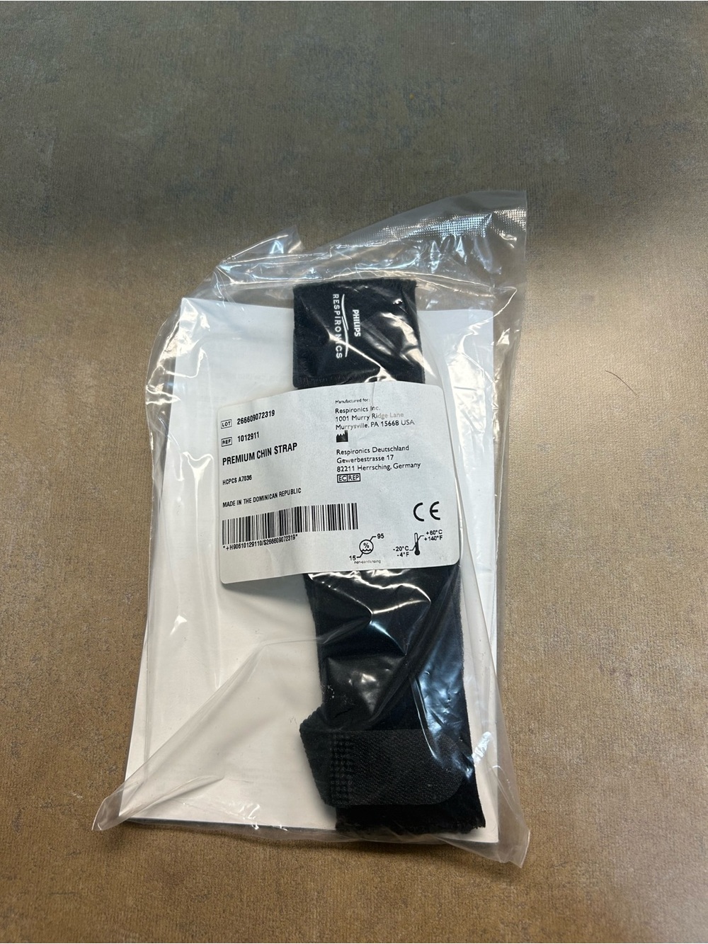 Philips Respironics Black Chin Strap in Sealed Packaging